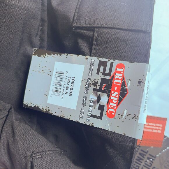 Tru-Spec Pants Mens 40x32 Black 24-7 Series Tactical 65/35 Poly/Cotton Rip-Stop - Picture 7 of 10